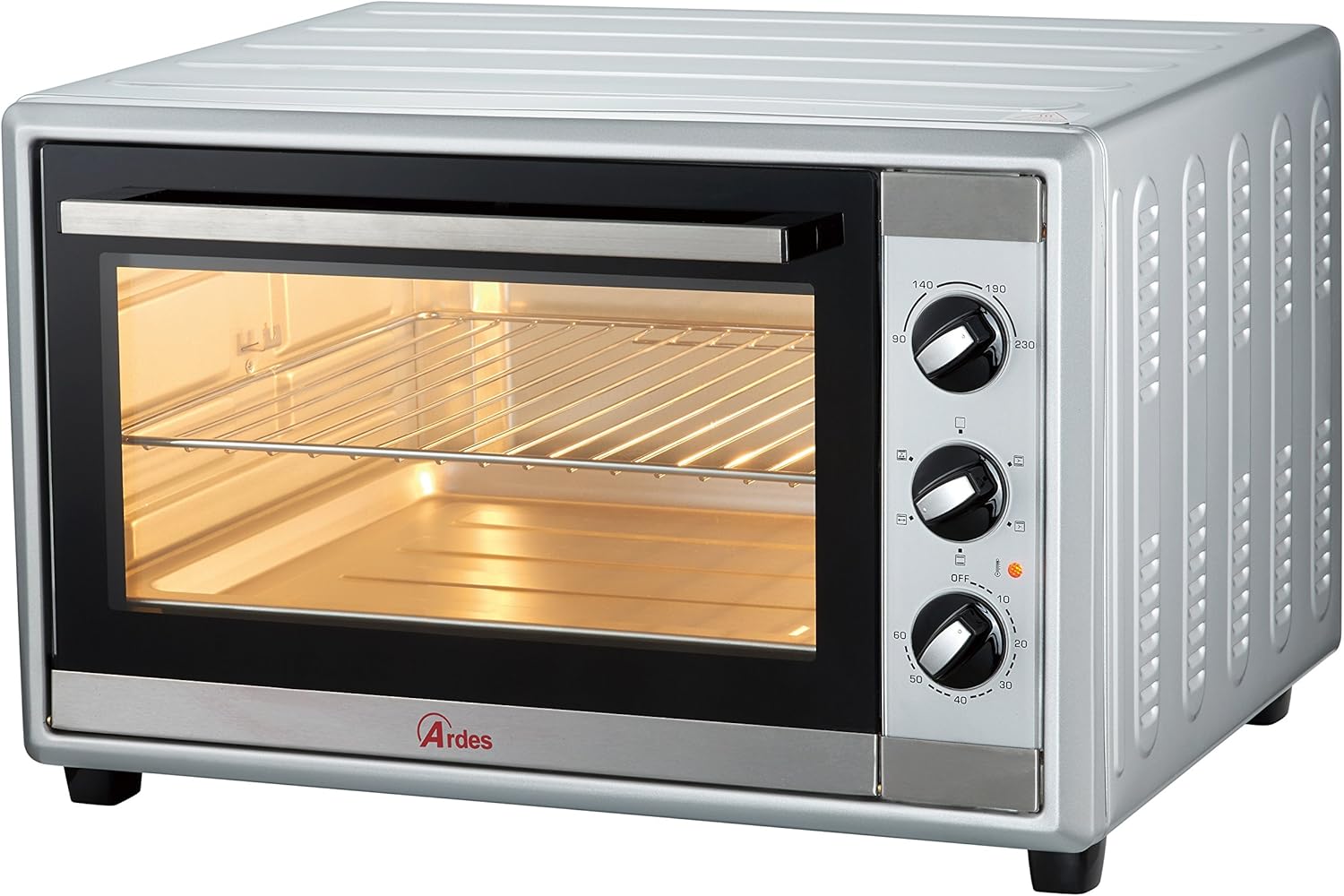 Ardes AR6236S Forno Elettrico Ventilato Gustavo Silver 36 Litri Luce Interna, 6 Funzioni Cottura