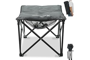 XplrKamp Padded Camping Stool, 18 Inch Oversized Camping Foot Rest, 500lb Camping Chairs Outdoor Footstool Portable Camping Ottoman for Camping Gardening Fishing w/Storage Net Carry Bag(1, DarkGreen)