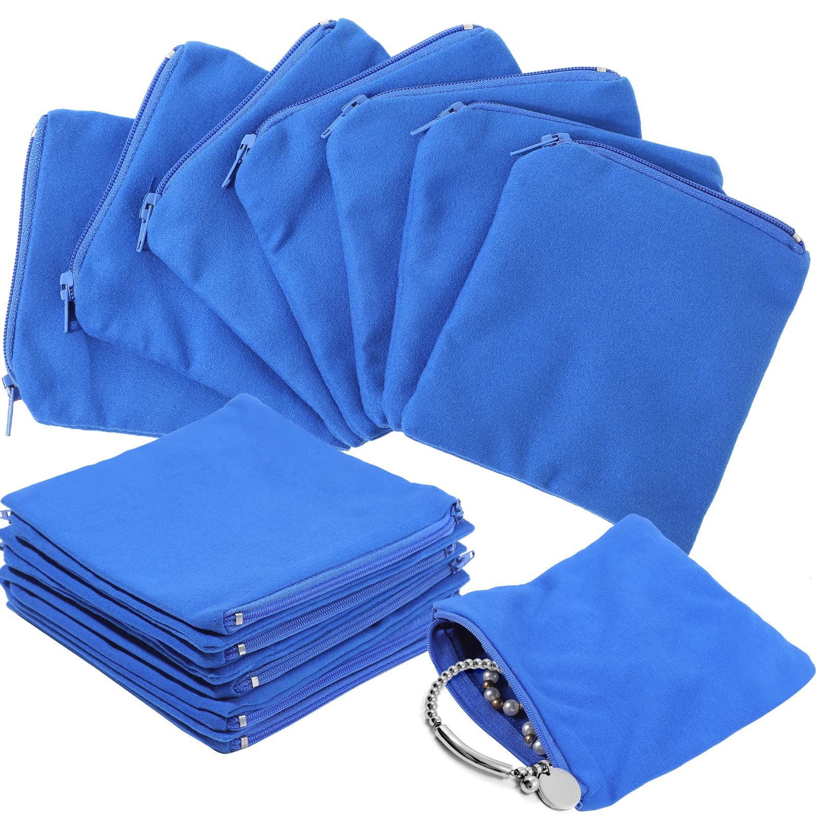 Photo 1 of Geosar 24 Pcs Silver Storage Bags Anti Tarnish Jewelry Zippered Pouches Keeper for Silverware Protector Bags(4 x 4 Inch,Blue)