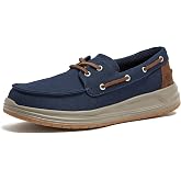 Lands' End Canvas Boat Shoes Men, Deck Shoes Mens Boat Shoes Slip Ons - Navy Blue, Tan Brown or Grey Mens Casual Shoes, Size 8-13
