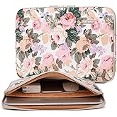 Kayond Canvas Water-Resistant 14 Inch Laptop Sleeve case for 14.1inch Notebook Compute (14-14.1 inch, White Camellia)