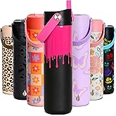 Elemental 24oz Insulated Water Bottle with Straw - 100% Leak-Proof Stainless Steel Core Water Bottles for Travel, Sports and Gym - Double Wall Insulation & BPA Free - Hot Pink Drip