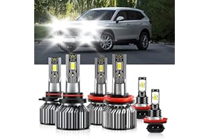TXBILMOO Compatible For Honda CR-V 2015-2021 9005 H11 High/Low Beam H11 Fog Light Bulbs, 600% Brightness 6500K White with Cooling Fan, Plug and Play, IP68 Pack of 6