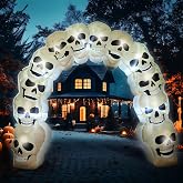 Leyndo 8 ft Halloween Inflatables Archway Outdoor Large Archway Decorations | Skull Inflatables Archway, Skull Blow up Arch, Built-in LED and Blower, Quickly Inflated in 10 to 15 Minutes, Easy to Install
