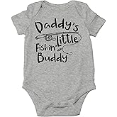 AW Fashions Daddy's Little Fishin' Buddy Baby Bodysuit Funny Cute Newborn Outfit for Boys Unisex Romper