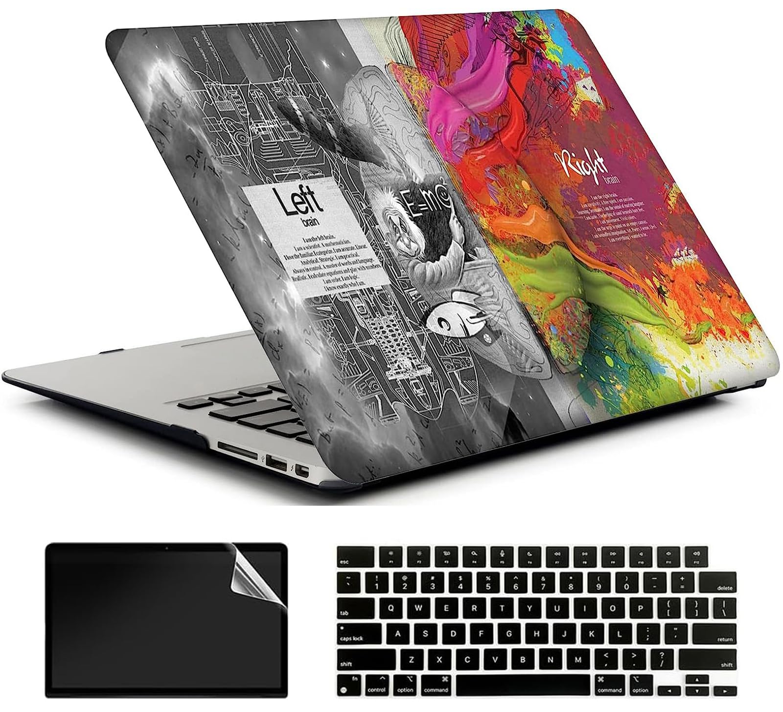 AMCJJ Compatible with MacBook Air 13.6 inch Case 2024 2023 2022 M3 A3113 M2 A2681 Chip Liquid Retina Touch ID, Plastic Hard Shell Case & Keyboard Cover & Screen Protector - Left Right Brain 2