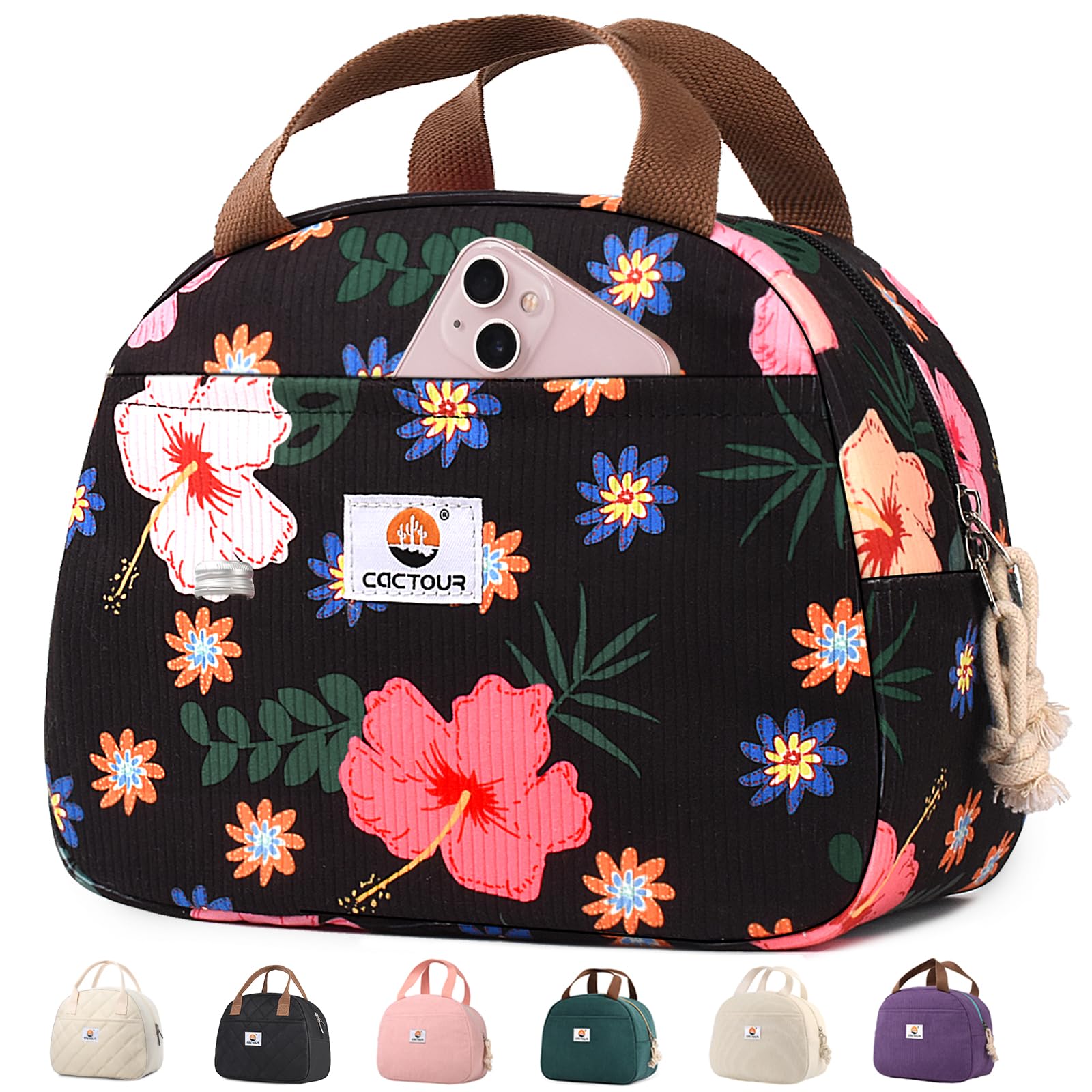 Photo 1 of *MINOR DAMAGE - USED*
CaCTOUR Lunch Box for Women Girls Teens,Cute Lunch Box Cooler Bag, Portable Insulated Small Lunch Bag Women Reusable Corduroy Lunch Tote for Work/Travel/Picnic/School (Flower)