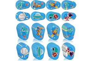 Panitay 40 Pcs Kids Eye Patches for Boys Toddlers Adhesive Patches Bulk with Lazy Eye Breathable Fabric Pad Light Blocking Cute Designs Cotton Adhesive Bandages for Boys Children