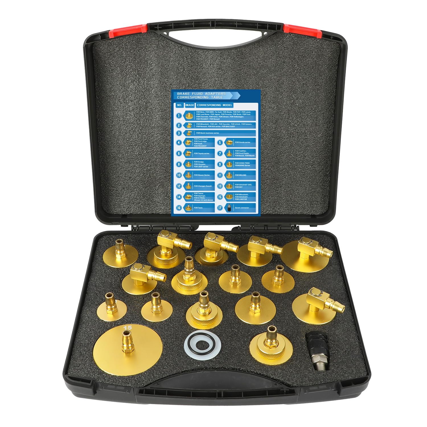 Photo 1 of 17Pcs Brake Bleeder Adapter Kit, Master Cylinder Bleeder Cap, Brake Fluid Bleeder Kit Compatible with Ford VW BMW More