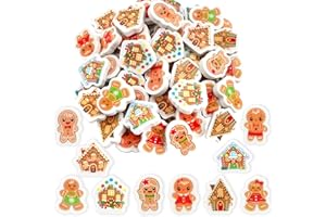 Ceiba Tree 60Pcs Christmas Erasers Bulk for Kids Mini Gingerbread House and Gingerbread Man Eraser for Student Classroom Prizes Stationery Holidays Rewards Supplies Christmas Party Favors