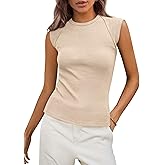 PRETTYGARDEN Women's Ribbed Tank Tops 2026 Summer Cap Sleeve Slim Fitted Knit Basic Casual Tee Shirts Trendy Fashion Clothes