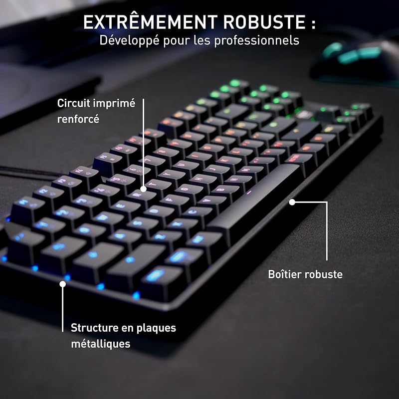 Cherry XTRFY K4V2 TKL, Clavier De Jeu Filaire sans Pavé Numérique, Disposition Française (AZERTY), Éclairage RGB, Commutateurs Mécaniques MX2A Red, Noir