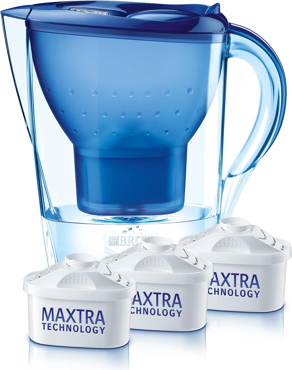 BRITA Marella Cool Water Filter Jug and Cartridges Starter Pack, Blue