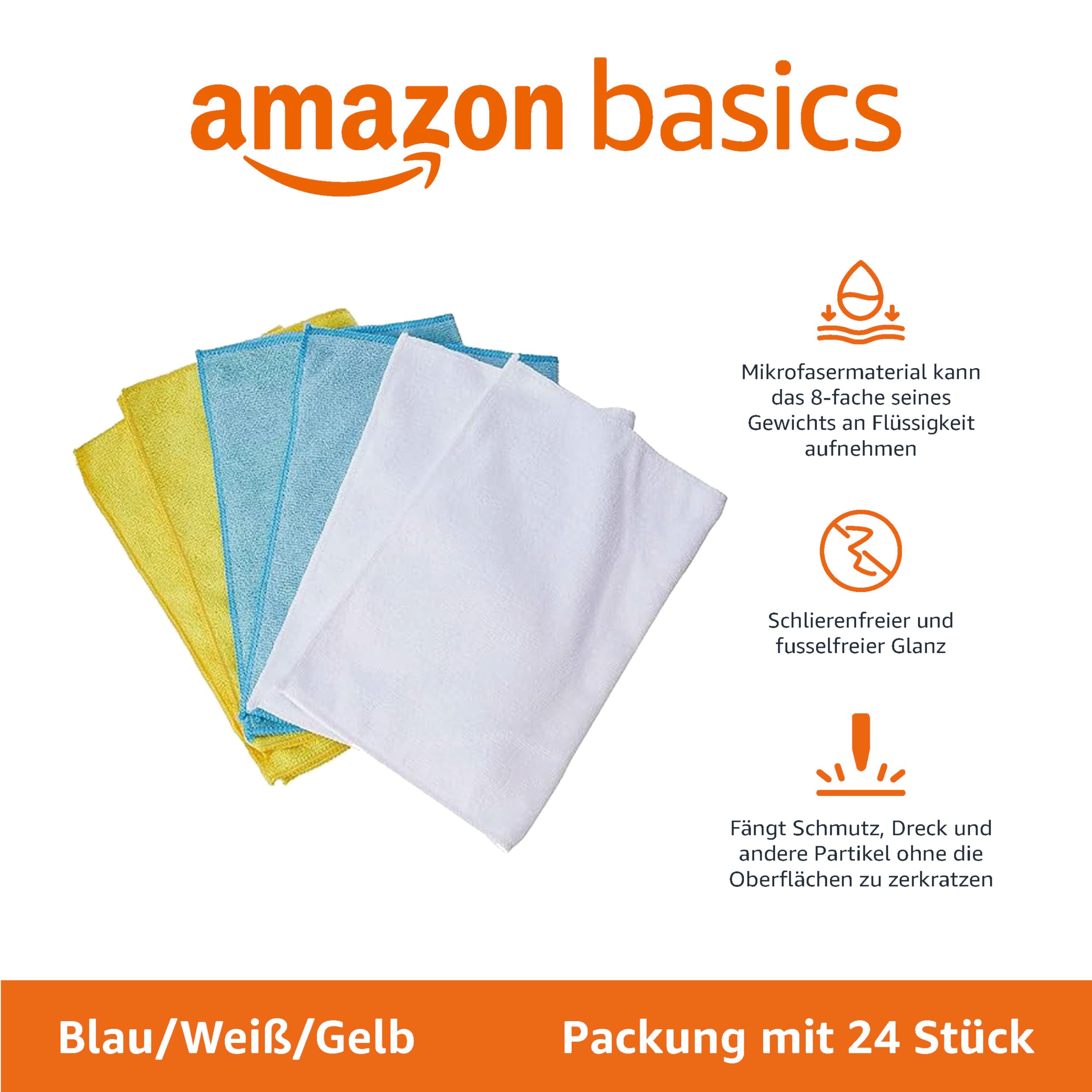 Amazon Basics Mikrofaser Reinigungstuch 24 Stück, 40.5 cm x 30.5 cm 2