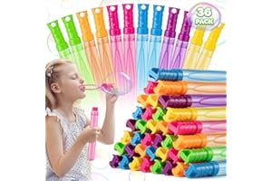 OLEFUN 36 Pack Big Bubble Wands Bulk in 6 Colors, Bulk Party Favors for Kids, Ideal Goodies Bags Stuffers, Summer, Easter, Halloween, Valentine, School Classroom Prizes for Boys & Girls