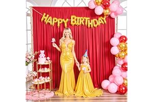 10ft x 10ft Red Backdrop Curtain for Parties Red Wrinkle Free Backdrop Drapes Panels for Wedding Baby Shower Birthday Photo P