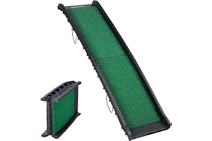 NOVA MICRODERMABRASION Folding Dog Ramp for Car Truck SUV 61 Inches Portable Pet Ramp with Grass Padded for Large Dogs Non Slip with Raised Siderails