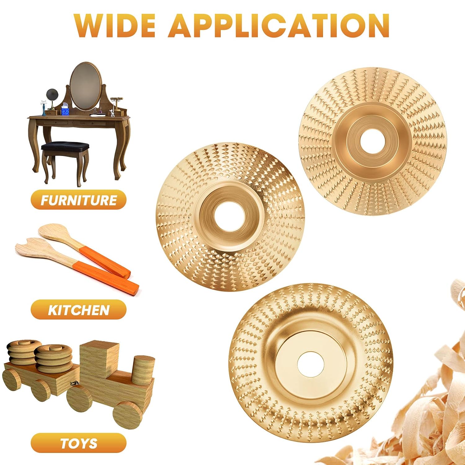 3 Pieces Grinding Wheel Shaping Disc Angle Grinder Discs Wood Carving Disc Angle Grinder Wheel Carving Abrasive Disc for Wood Cutting Shaping Polishing, Golden: Industrial & Scientific