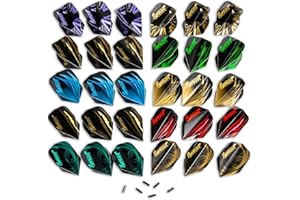 IgnatGames Dart Flights and Accessories – 18/30 GlideXPro 130 Micron Flights in Various Shapes and 6 Flight Protectors