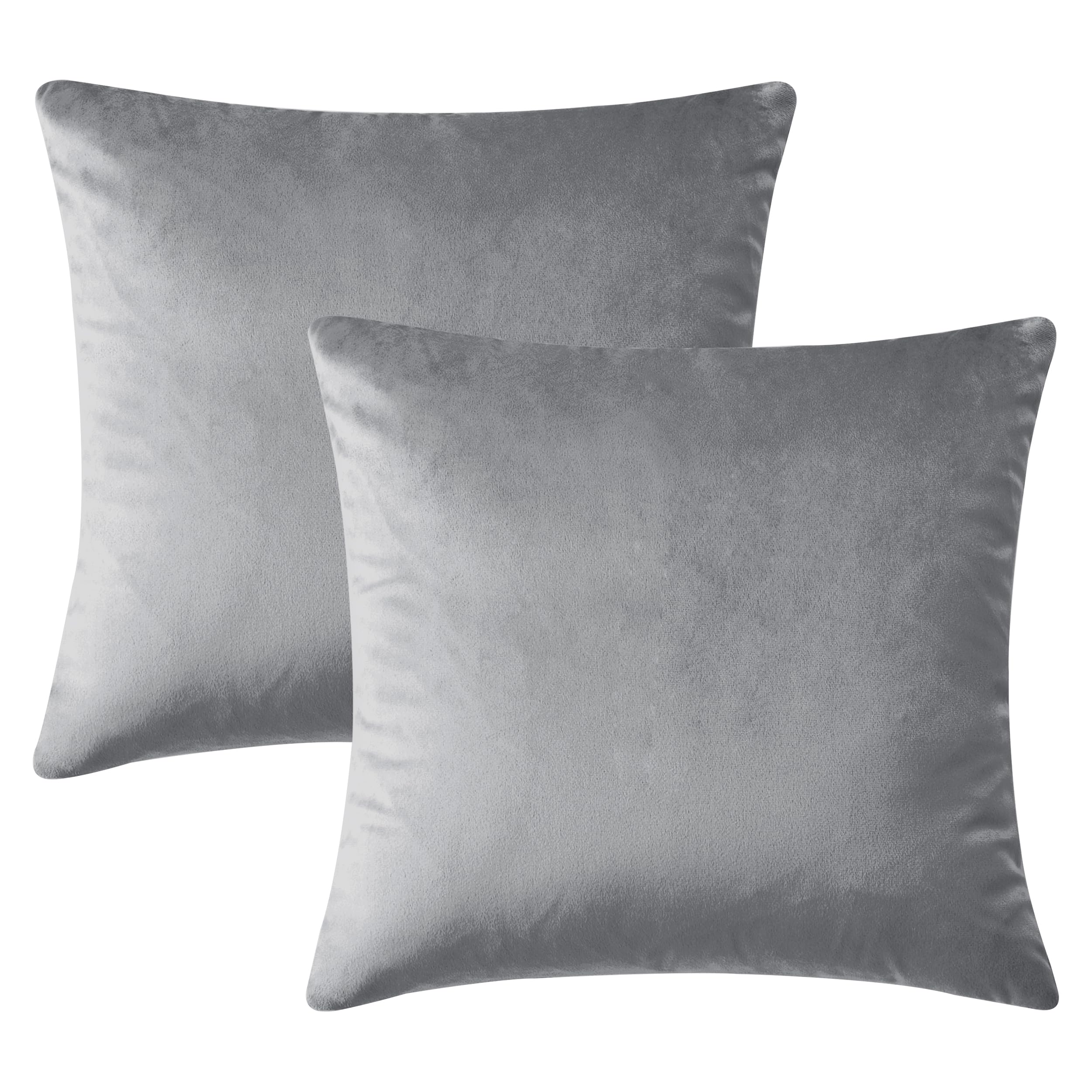 Hafaa Cushion Covers 45 x 45 cm - Decorative Throw Pillow Covers - Set of 2 Square Velvet Pillowcases Silver Cushion Cover for Sofa Bedroom Couch, 18x18 Inches