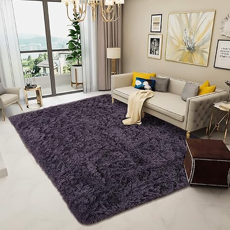 Amazon ラグ カーペット 洗える ラグマット 8色選べる オシャレ絨毯 シャギー長毛 滑り止め付き 160 0cm 約2畳 一年中使える ふわふわ 折り畳み 長方形 センターラグ 夏用 冷房対策 ホットカーペット 床暖房対策 心地良い パープル ラグ カーペット オンライン通販