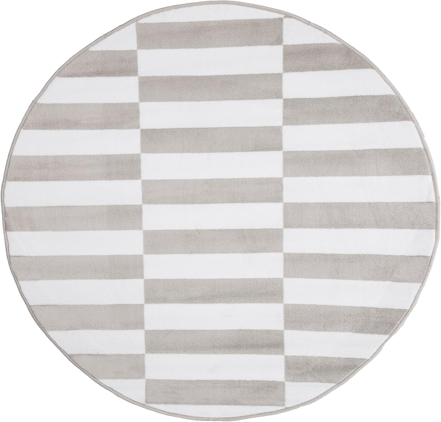 Lavish Home Checkered Stripes Area Rug 5' Round Kitchen
