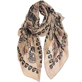 GERINLY Cool Skull Scarfs for Women Large Wrap Shawls Lightweight Cotton Scarves Halloween Calavera Accessory