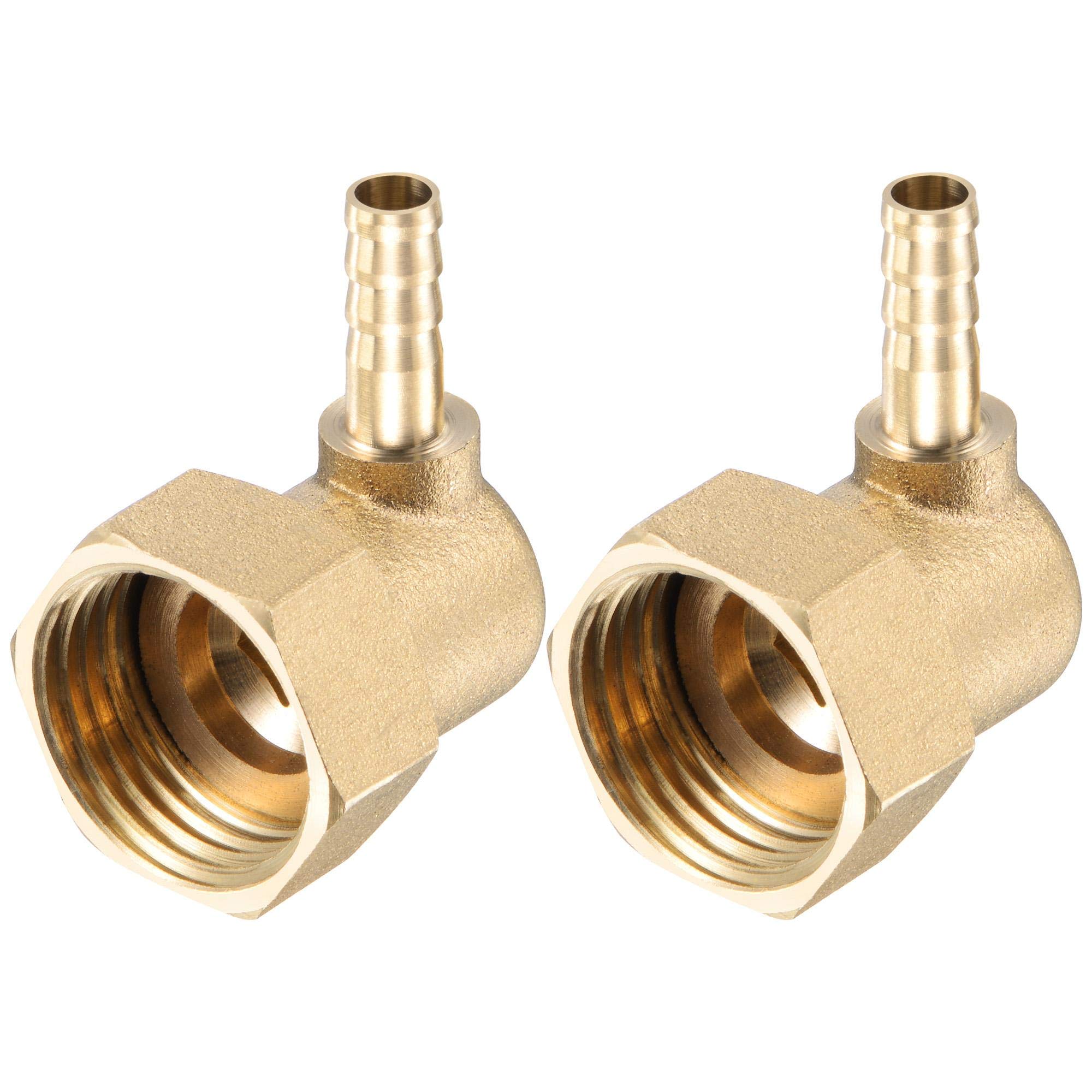 sourcing map Brass Hose Barb Fitting Elbow, 6mm Barbed x G1/2 Female Swivel Nut Pipe Connector for Water Fuel Air, Pack of 2