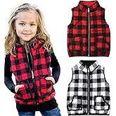 Ayalinggo Toddler Baby Girls Boys Winter Warm Vest Clothes Buffalo Plaid Christmas Jacket Kids Puffer Quilted Gilet Coat