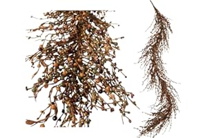QUIXEM Artificial Fall Pip Berry Garland - 5ft Rustic Autumn Decorations for Mantel, Thanksgiving, Harvest, and Farmhouse Decor - Perfect for Indoor Fall Wedding Centerpiece and Table Display DKGR