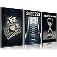 3Pcs Time Is Money Wall Art Paintings Office Wall Decor Pictures Inspirational Quotes Posters Prints Road to Success Canvas Paintings of Man Cave Living Room Bedroom Office Decor unframed