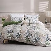 LONAVA King Botaincal 3 Pcs Duvet Cover Set, Breathable Soft Microfiber Forest Green Lining Comforter Cover with Zipper Closure, and 2 Anti-Pilling, Fade Resistant Pillowcases, Lavender