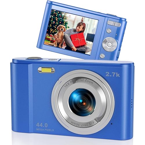 44MP Small Digital Camera for Photography Beginners, 2.7K Vlogging Camera 2.88" IPS 16X Digital Zoom Point and Shoot Camera for Kids Teens Christmas,Thanksgiving Days,Birthdays Gift (Blue)