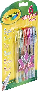 Crayola Glitter Gel Pens 6 Pack Assorted Colours Kids Arts Crafts Drawing view 3