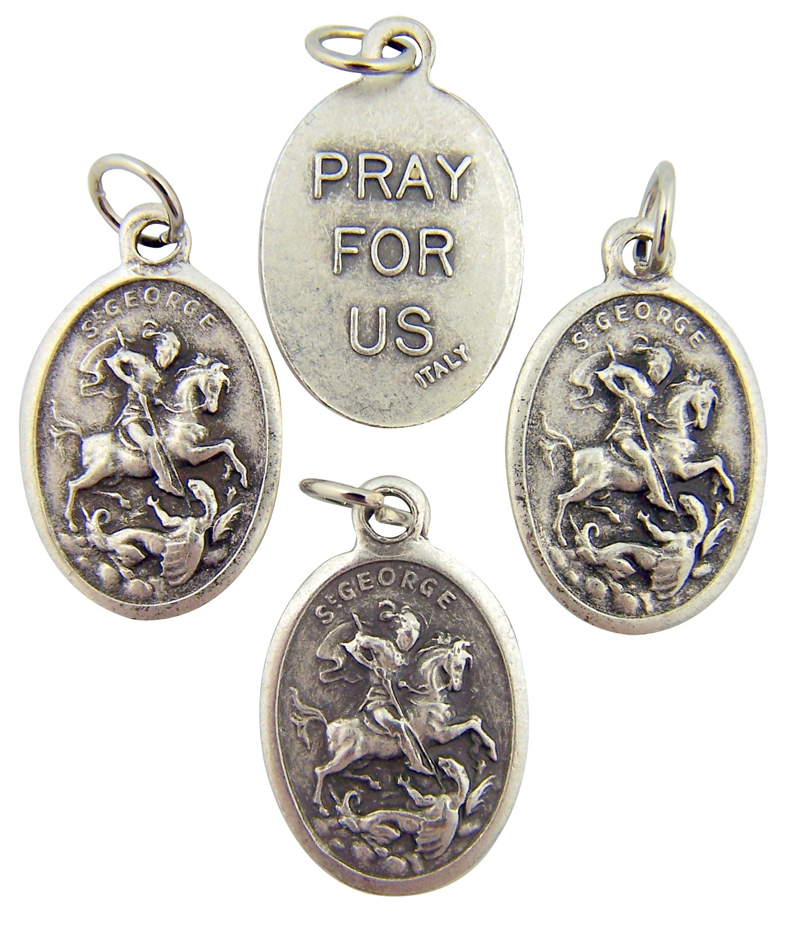 Religious Silver Toned Saint George Pendant, Lot of 4