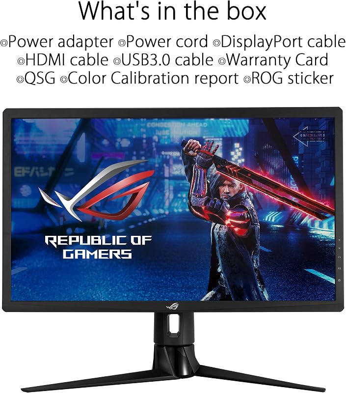 ROG Strix XG27UQR Monitor Gaming 27”, 4K (3840x2160), 144Hz, IPS, Tempo Di Risposta 1ms, G-SYNC, DisplayHDR 400, Display Stream Compression, DCI-P3 90percento, Posizione Regolabile, Nero