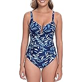 Itzel Women's Ruched Twist Front One Piece Swimsuit Tummy Control Push Up Vintage Retro Bathing Suits
