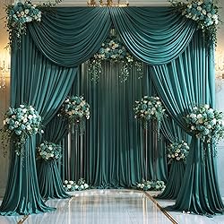 8 Panels Hunter Green Backdrop Curtains for Wedding