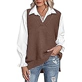 Zeagoo Sweater Vest Women Sleeveless V Neck Oversized Pullover Knitted Tops 2026 Fall Outfits