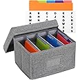 Qozary Index Card Holder 4x6 - Index Card Box With Dividers, Index Card Organizer Case, Foldable Flash Card Holder, 1000+ Card Capacity Box With Lid