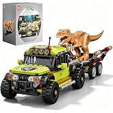 Mould King Pickup Truck Building Blocks with T-Rex Dinosaur, 344 PCS | Off-Road Car Transport Vehicle Kit, STEM Toy, Collectible Dinosaur, Kids 8+
