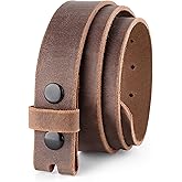F&L CLASSIC Belt for Buckles 100% Full Grain One Piece Leather Belt, w/Snaps for Interchangeable Buckles,1.25" wide,
