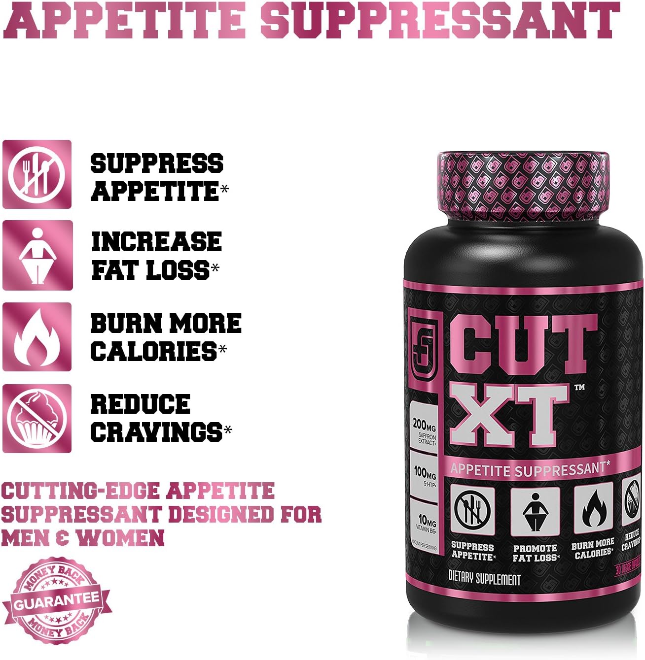 CUT-XT Appetite Suppressant for Weight Loss | Stimulant-Free Hunger Control Diet Pills | Featuring Premium Ingredients Saffron Extract & 5-HTP - Keto Friendly - 30 Natural Veggie Pills: Health & Personal Care