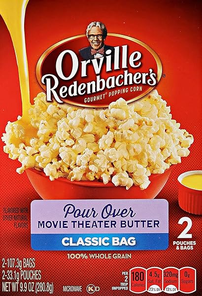 ORVILLE REDENBACHER’S POUR OVER MOVIE THEATER BUTTER MICROWAVE POPCORN, 9.9 OZ