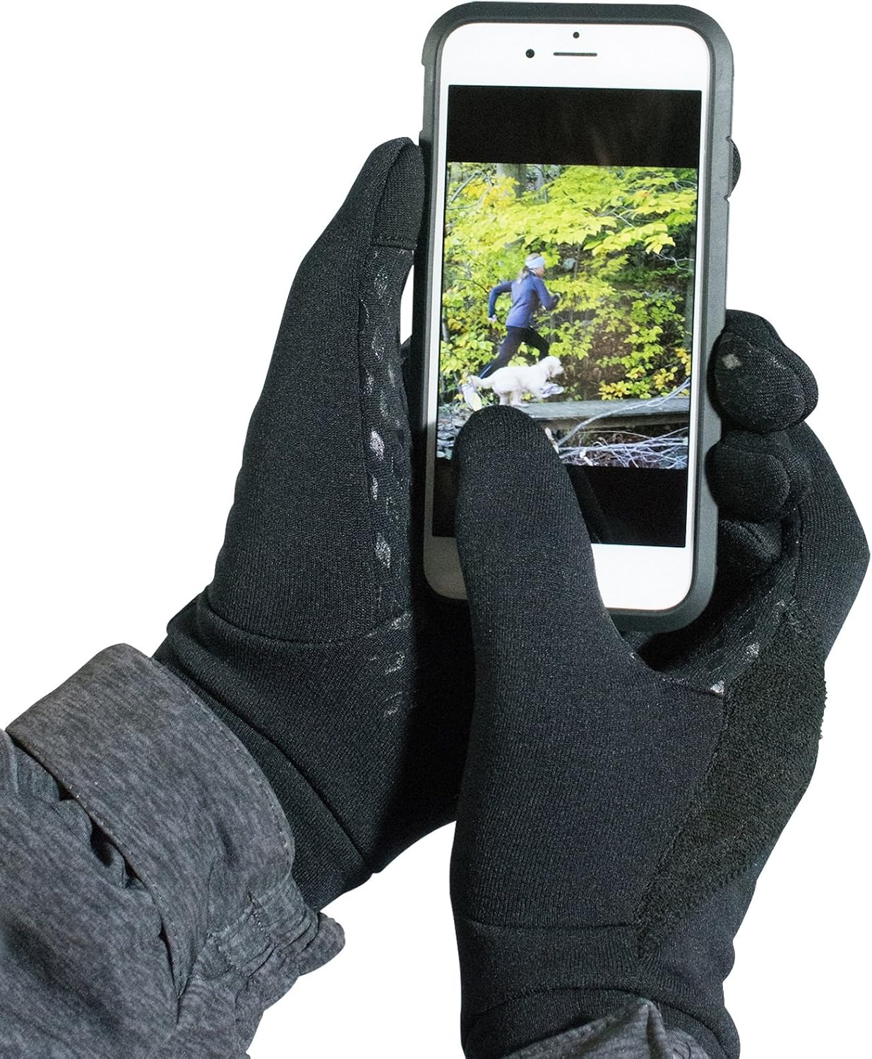 TrailHeads Men’s Running Gloves - Black Touchscreen Gloves - Power Stretch Lightweight Gloves : Clothing