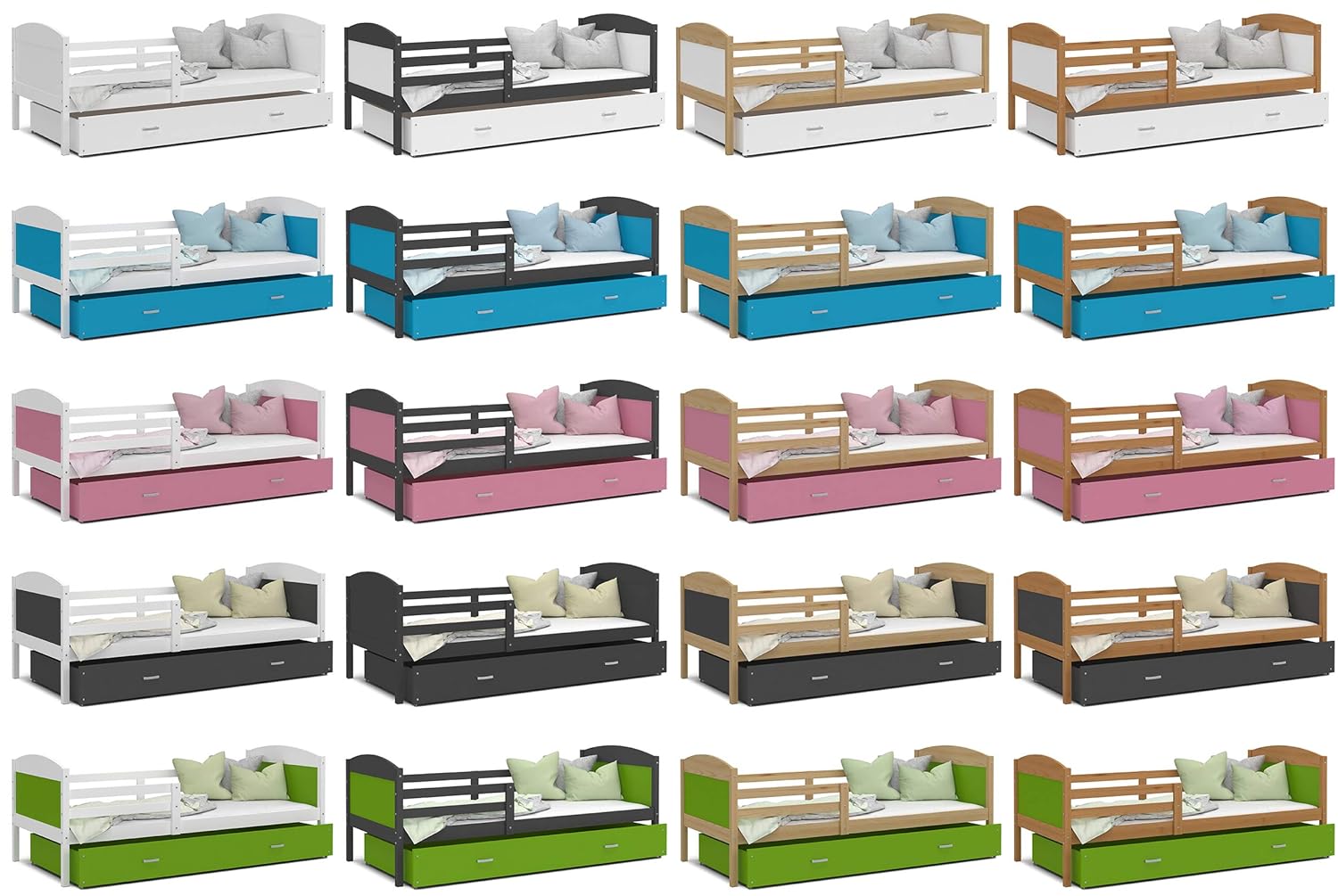 Mobilier Lits Cages Tiroir Et Matelas En Mousse De 7cm Offerts Vert Livre Avec Sommier Kids Literie Lit Enfant Mateo 190x90 Pin Naturel Napravi Rs