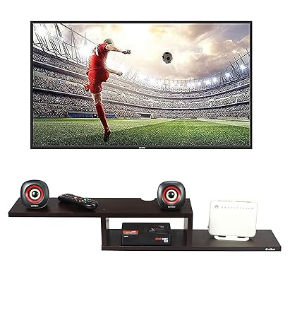 Anikaa Cavin Wooden Set Top Box Stand Wall Mount Setup Box Holder Wall Shelf (Wenge)