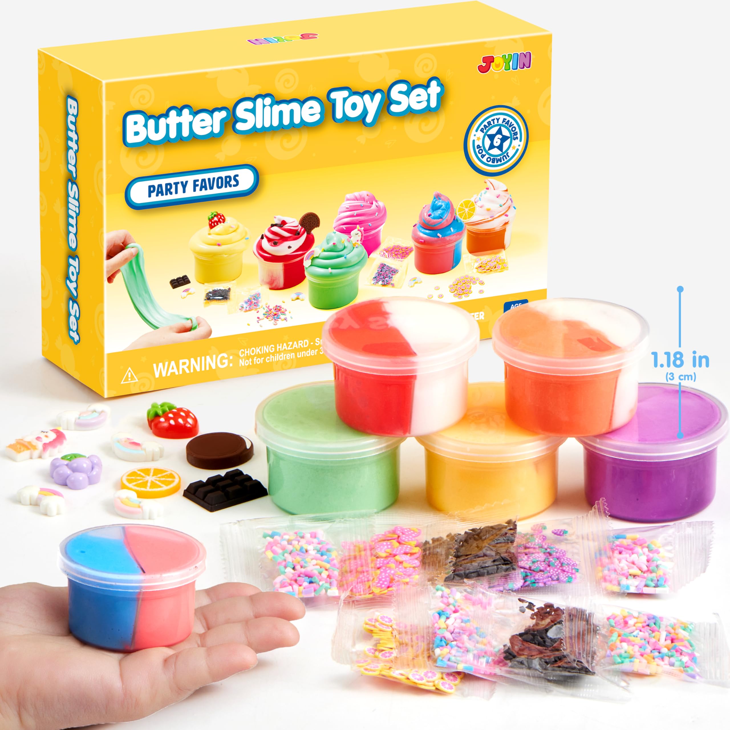 JOYIN Slime Party Favors, 6 Pack Butter Slime - Soft, Non-Sticky, Mess-Free, Stress Relief, and Safe - Toys for Kids Classroom Reward, Boys and Girls Birthday Gifts