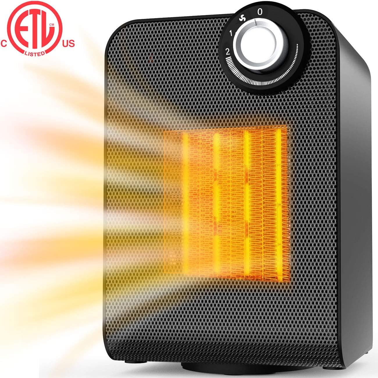 Space Heater, Heaters Indoor Portable, Electric Ceramic Heater, 1500W/750W Safe Oscillating Heater with Adjustable Thermostat, Tip-over & Overheating Protection for Home, Office, Small Room