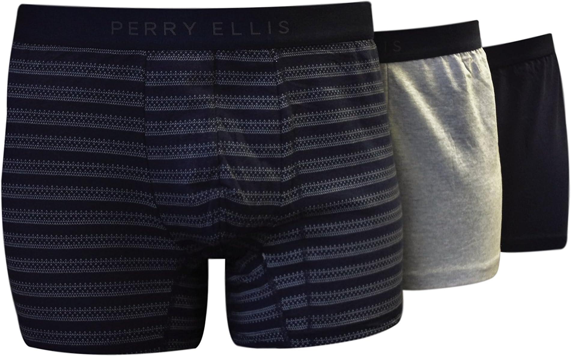 Perry Ellis Men's Cotton Stretch Boxer Briefs - 960585 - Bird's Eye Stripe, Pack of 3